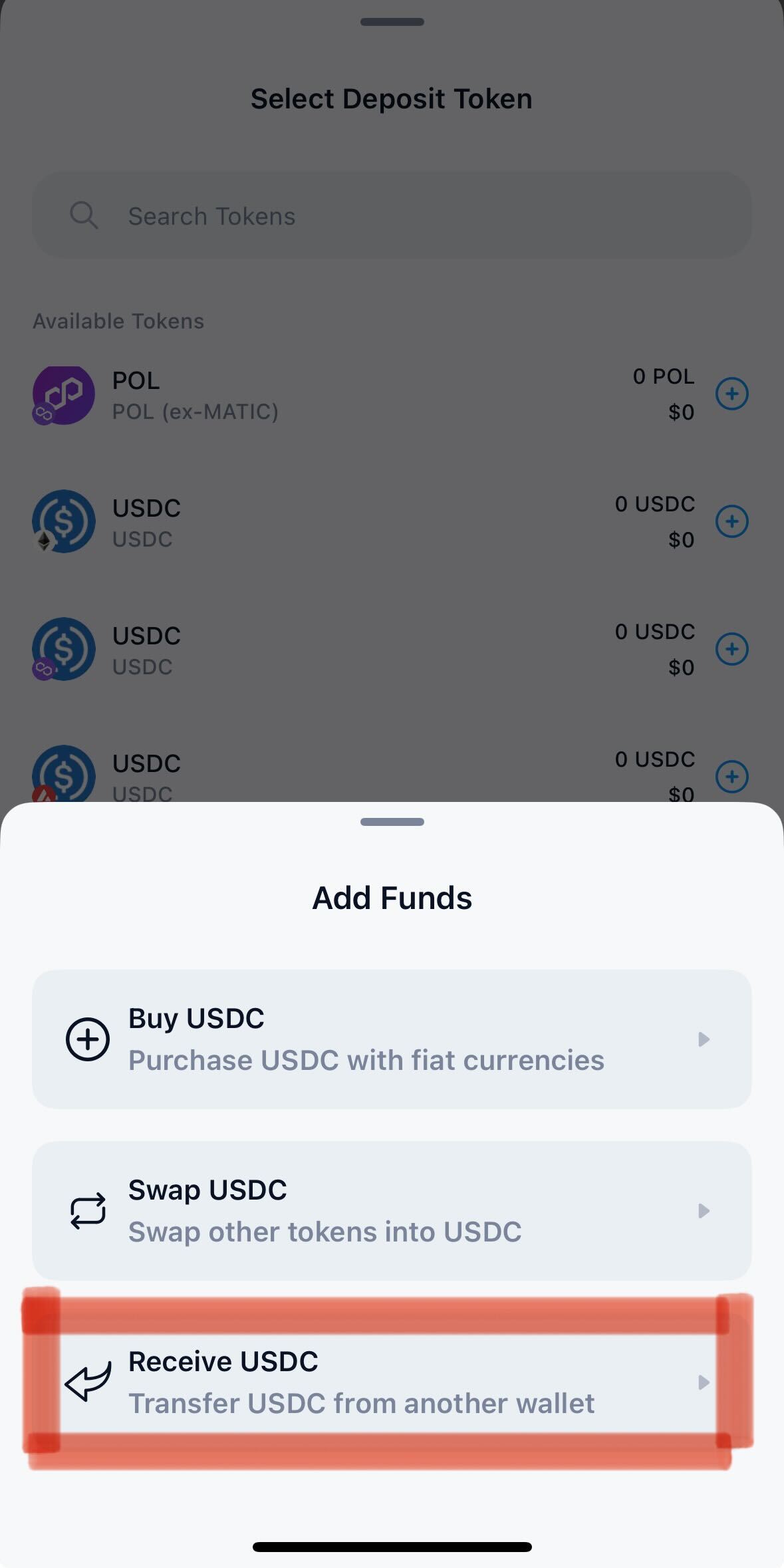 Receive USDC
