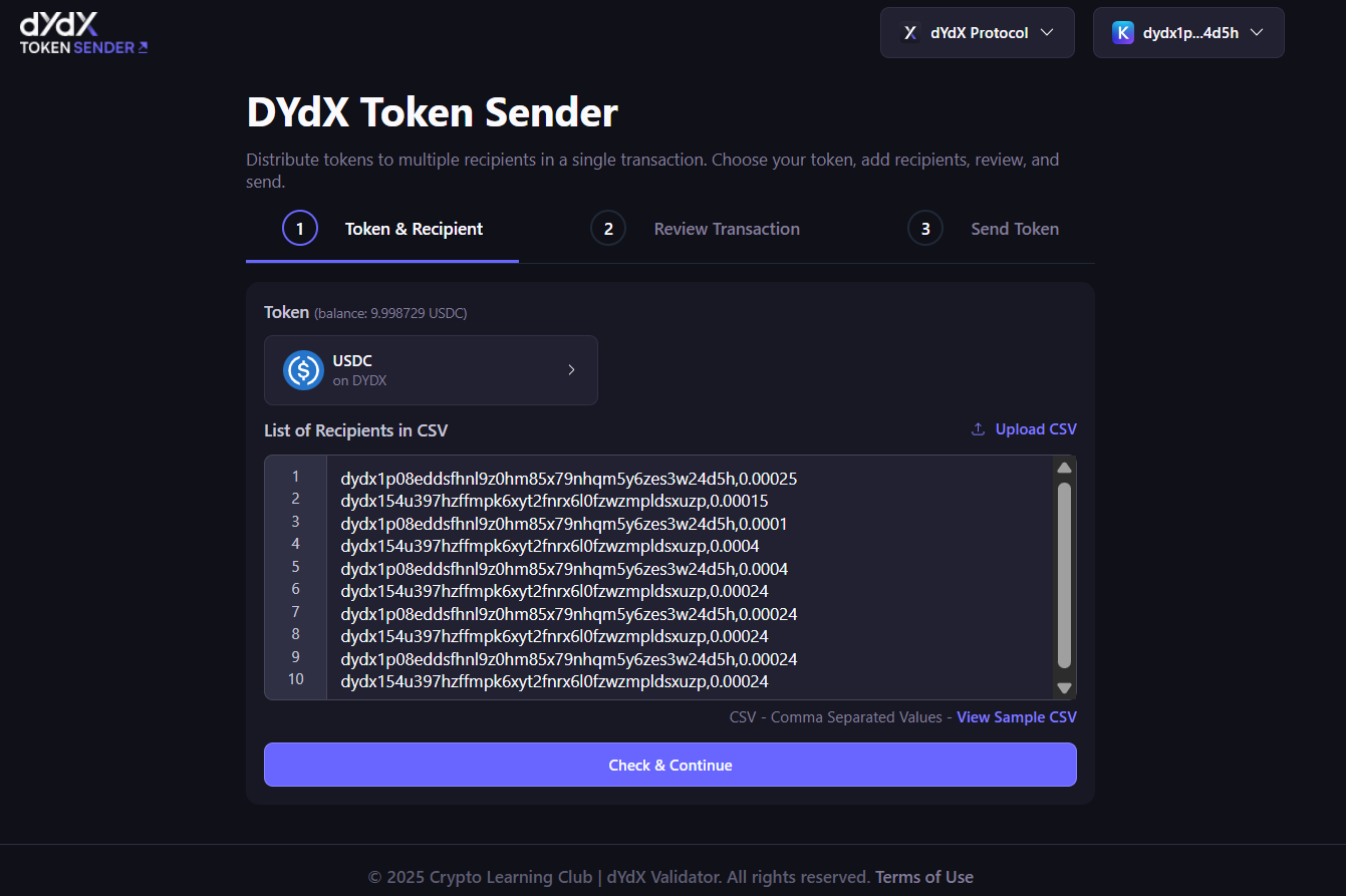 CSV upload screen