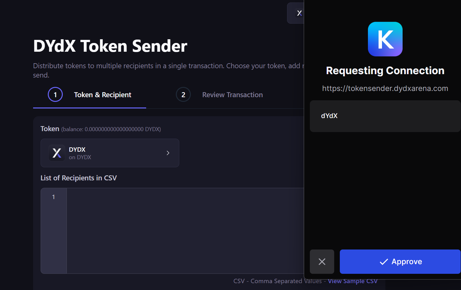 Keplr Wallet connection screen